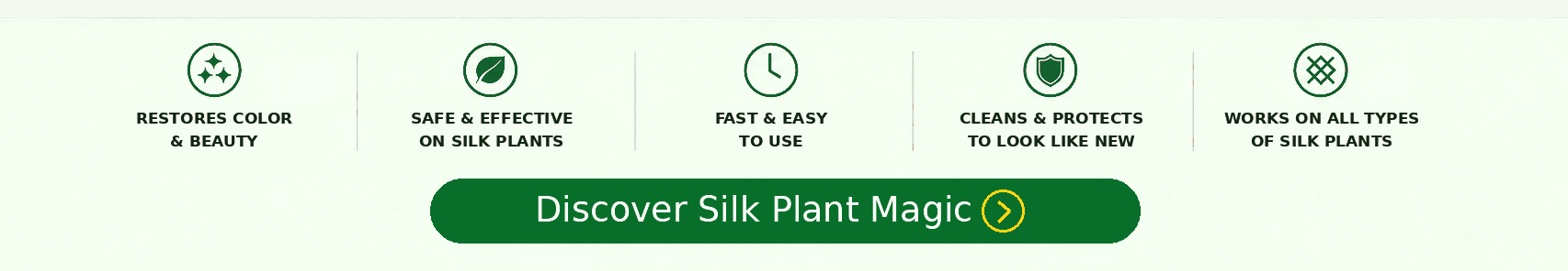 Silk Plant Magic benefits and discover button